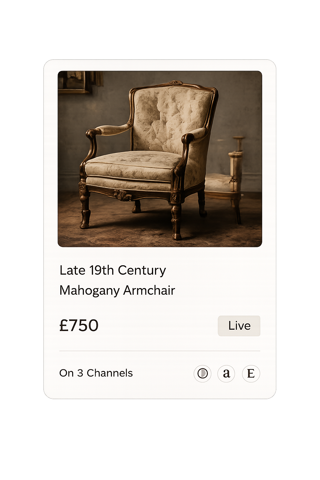 Published catalogue listing for a late 19th century mahogany armchair