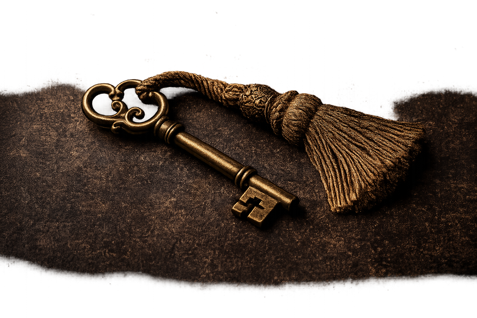 Ornate antique key with a decorative tassel
