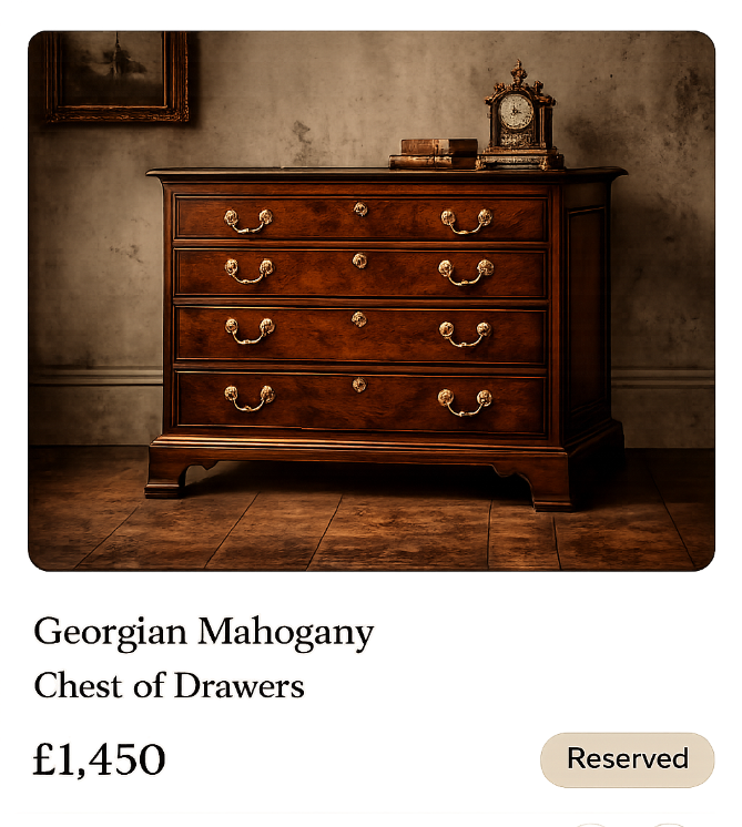 Live catalogue listing for a late 19th century mahogany armchair